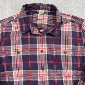 Duluth Trading Co Free Swinging Flannel Shirt Womens 2X Purple Plaid Cottage